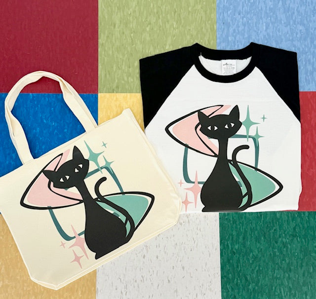 MCM Atomic Bettie Cat Boomerang Block Raglan Tee