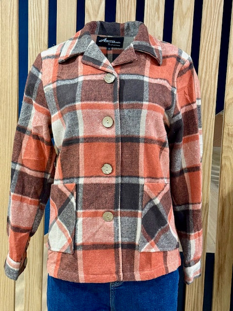 1940's Button Down Jacket-Orange/Tan