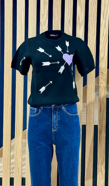 Carefree Lavender Sweater - Black