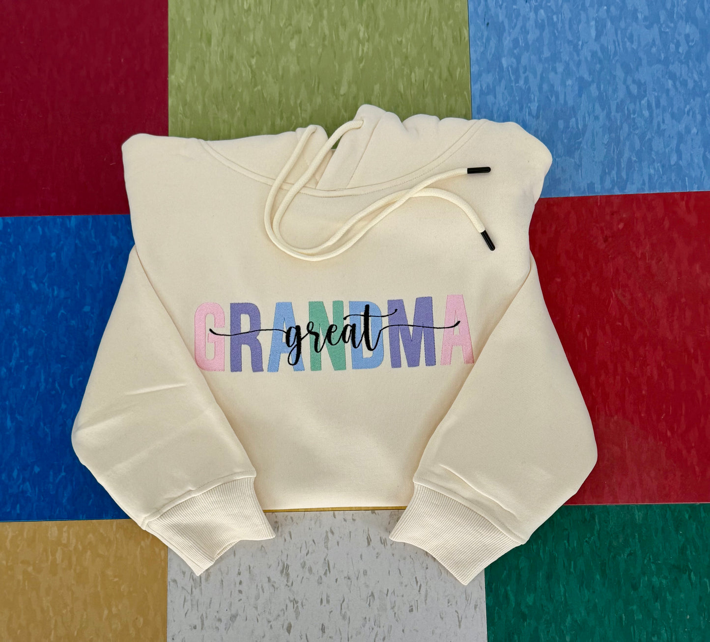 Great Grandma 2 Word Custom Cream Hoodie