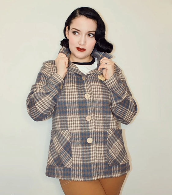1940's Button Down Jacket-Blue/Tan