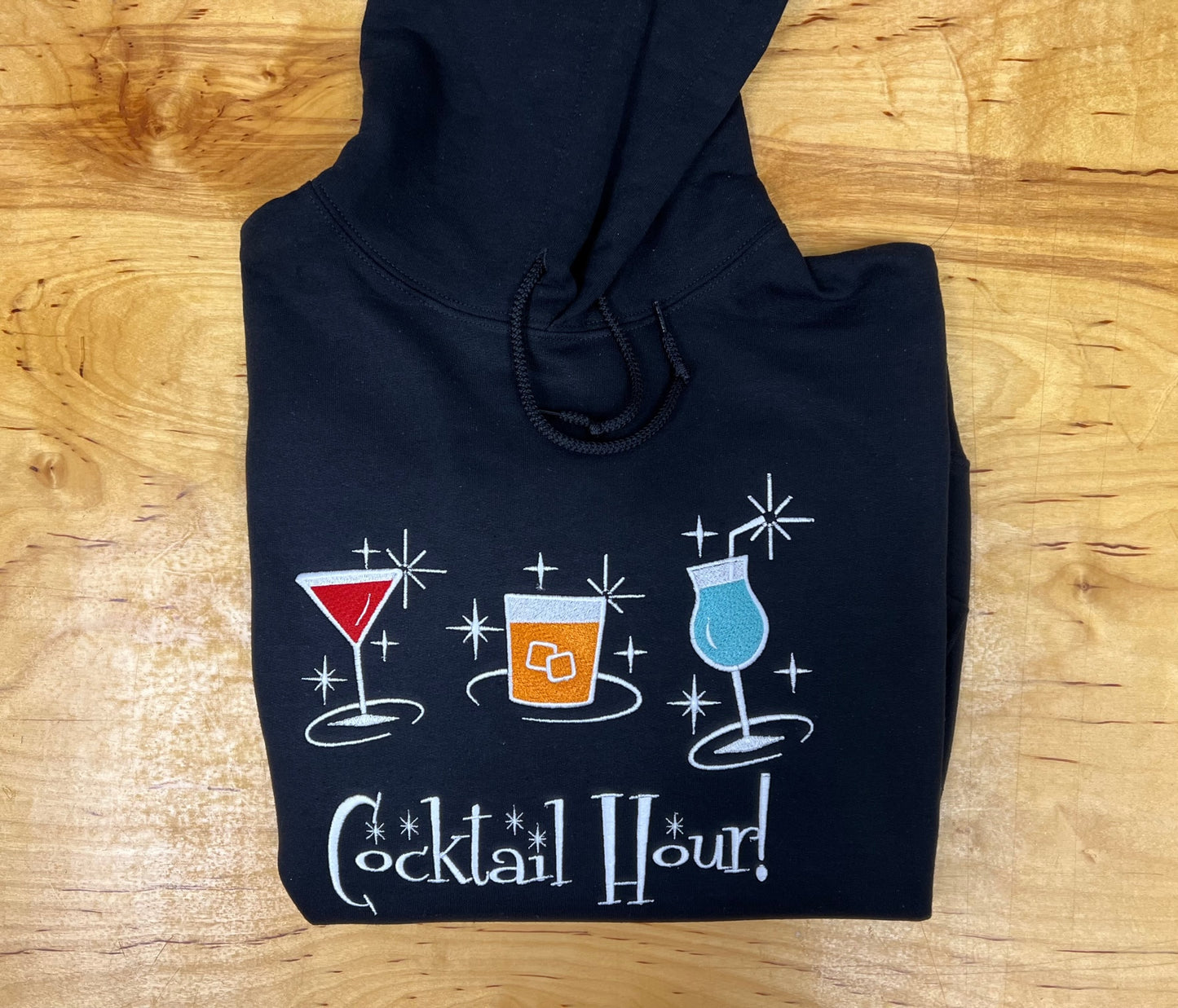 Retro Cocktail Hour Black Hoodie