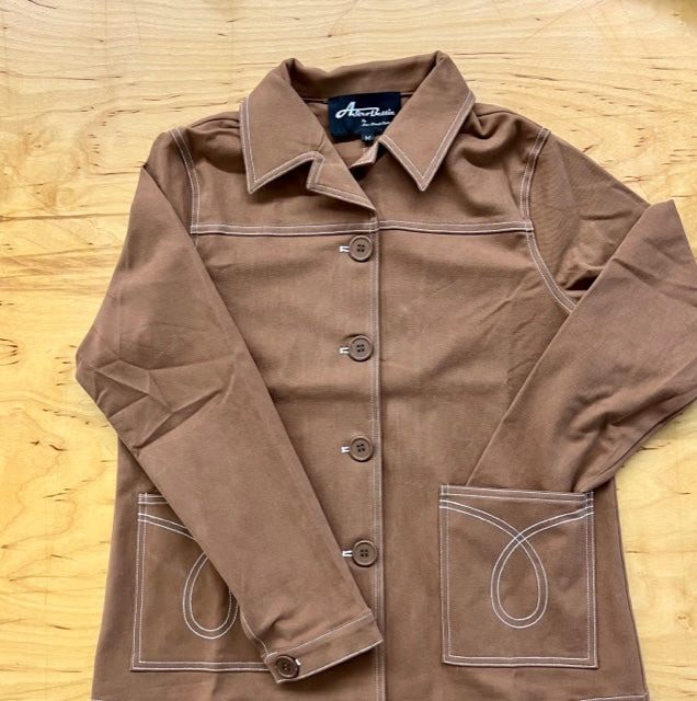 Midge Button Down Jean Jacket - Brown