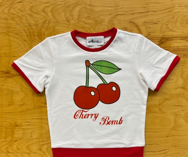 Cherry Bomb! Red and White Ringer Pullover