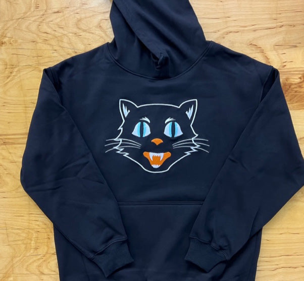 Bettie Cat Black Hoodie - Printed