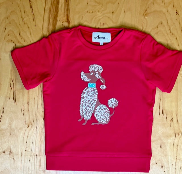 Retro Brown Poodle Red Pullover
