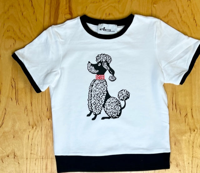 Retro Black Poodle Pullover - Black/White Ringer