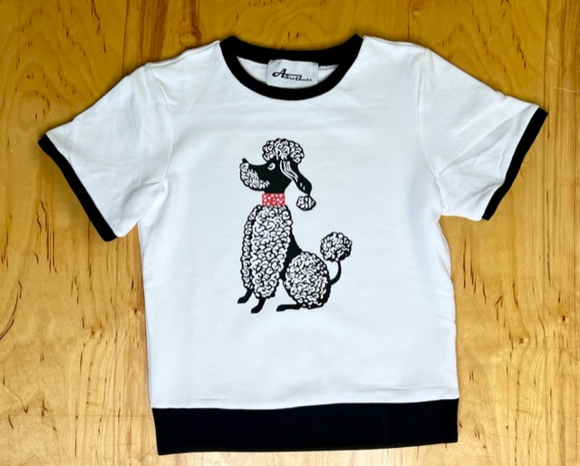 Retro Black Poodle Pullover - Black/White Ringer