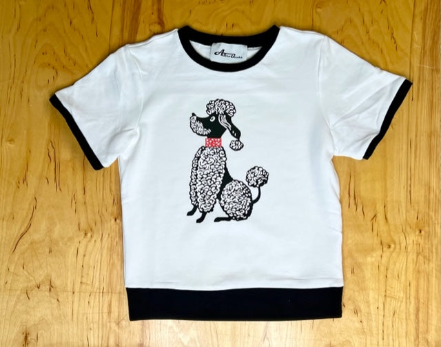 Retro Black Poodle Pullover - Black/White Ringer