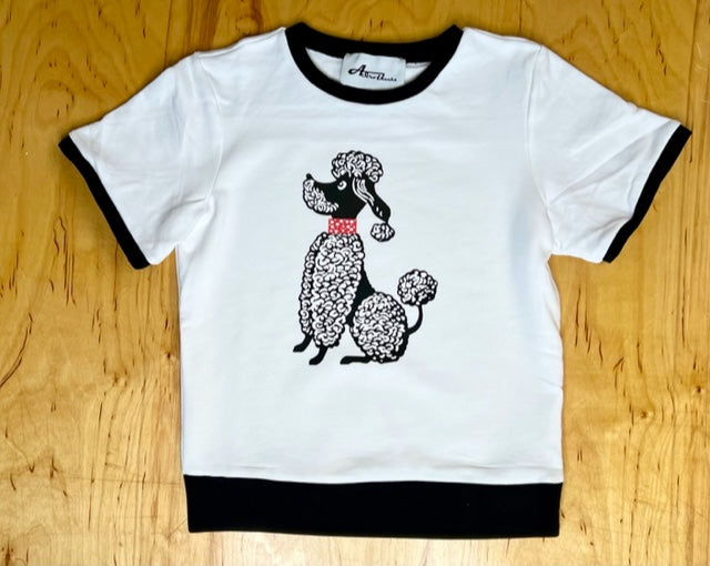 Retro Black Poodle Pullover - Black/White Ringer