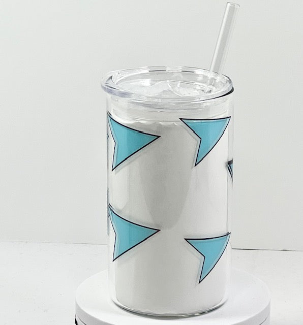 MCM Atomic Bettie Cat Arrow Glass with Drinking Lid and Straw