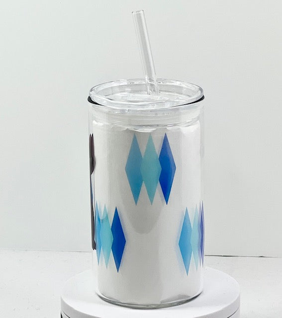 MCM Atomic Bettie Cat Diamond Glass with Drinking Lid and Straw