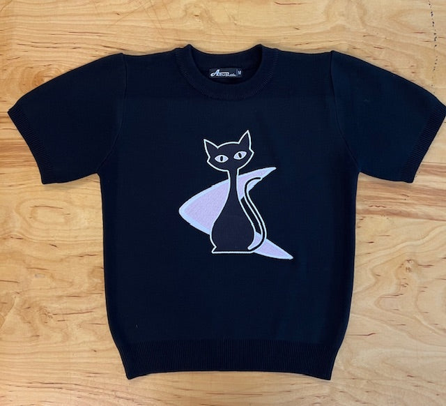 MCM Atomic Bettie Cat Boomerang Black Sweater