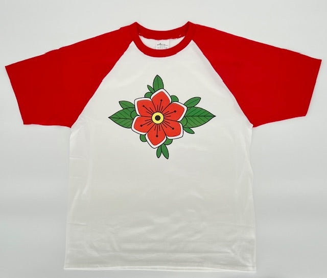 Traditional Flower Red Raglan