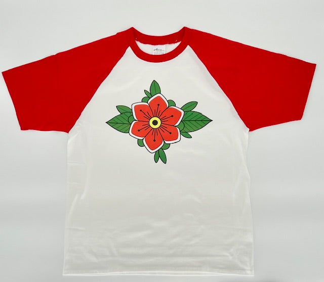 Traditional Flower Red Raglan