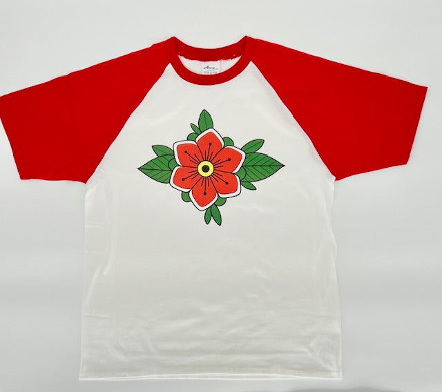 Traditional Flower Red Raglan