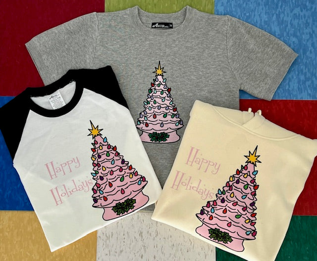 Kitschmas Pink Ceramic Tree Grey Sweater