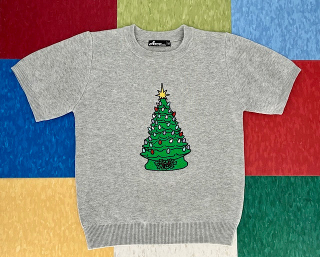 Kitschmas Green Ceramic Tree Grey Sweater