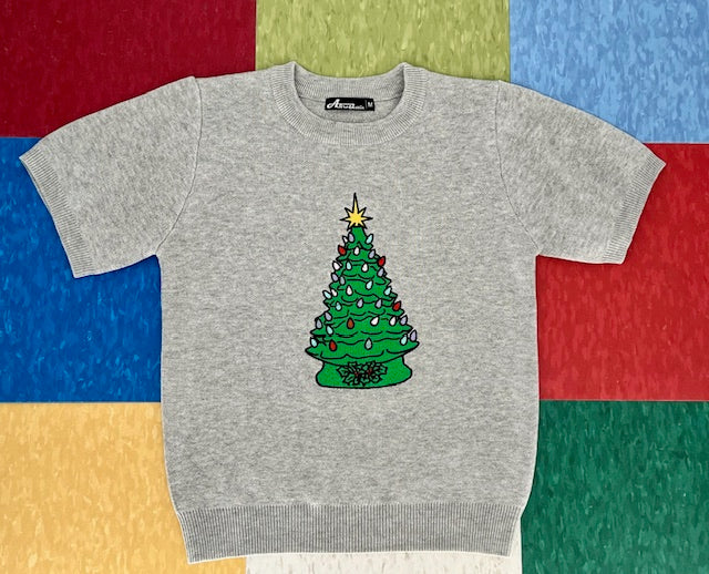 Kitschmas Green Ceramic Tree Grey Sweater