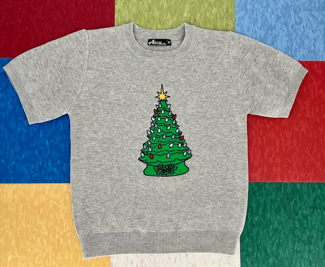 Kitschmas Green Ceramic Tree Grey Sweater