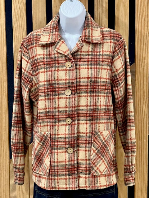1940's Button Down Jacket-Red/Tan