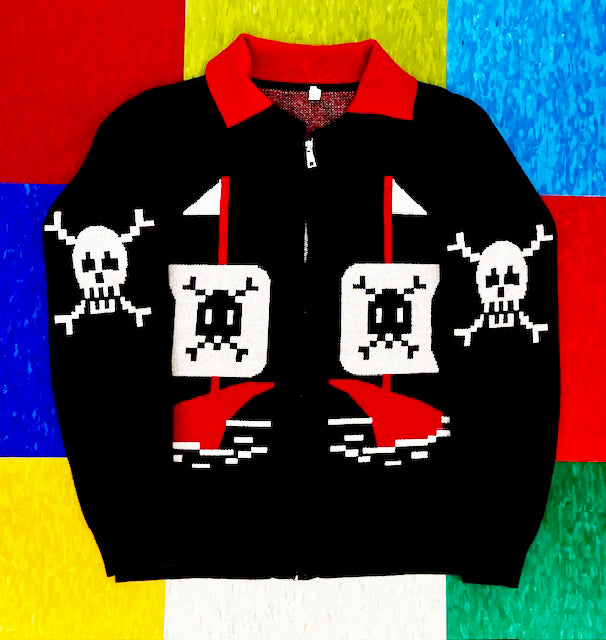 AHOY 1950's Pirate and Skulls Sweater-Black