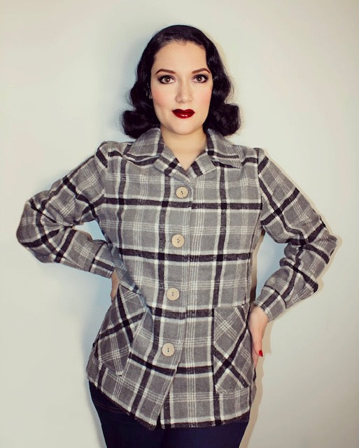 1940's Button Down Jacket-Black/Grey