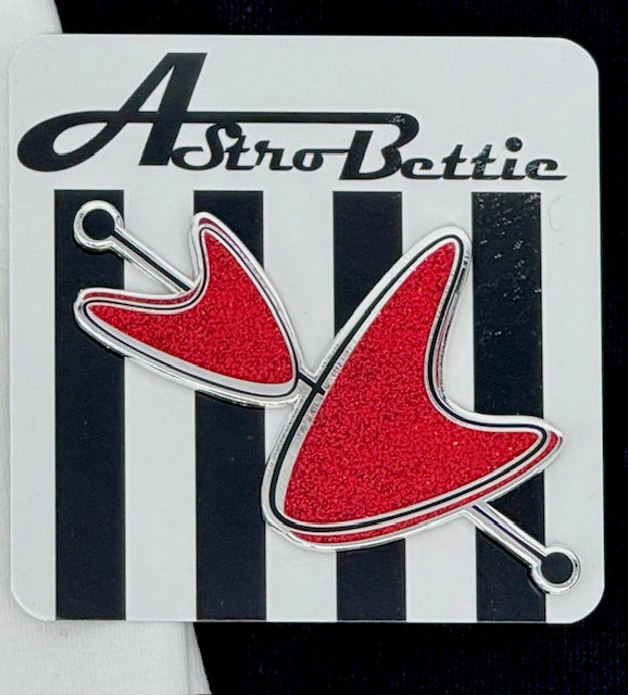 MCM Red Sputnik Boomerang Enamel Pin