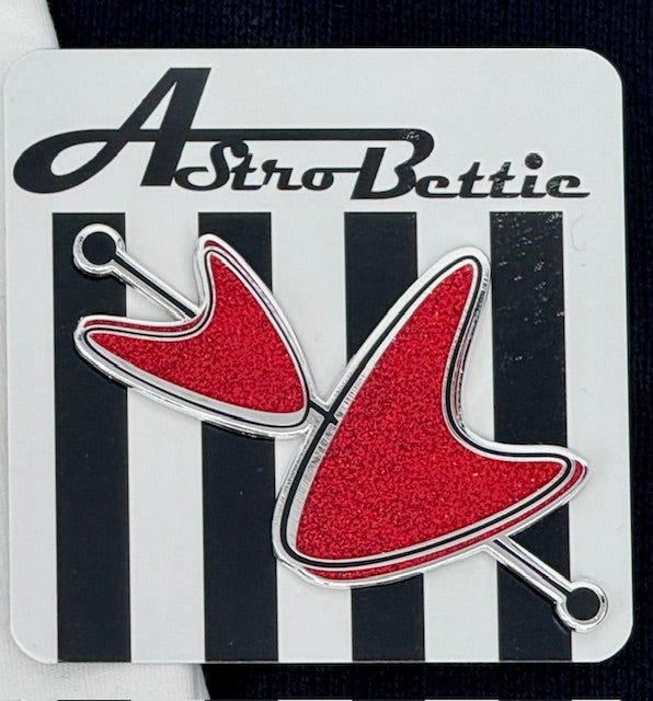 MCM Red Sputnik Boomerang Enamel Pin