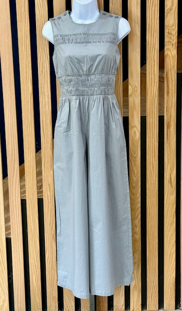 1930s Deco Beach Pyjama Jumpsuit- Stone Grey