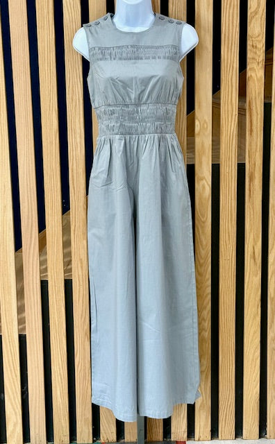 1930s Deco Beach Pyjama Jumpsuit- Stone Grey
