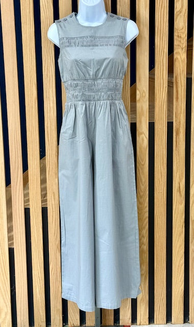 1930s Deco Beach Pyjama Jumpsuit- Stone Grey