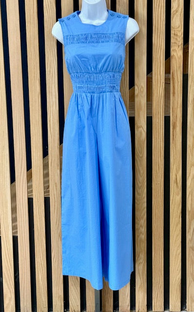 1930s Deco Beach Pyjama Jumpsuit- Berry Blue