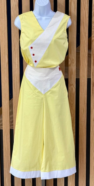 1930s Deco Beach Pyjama Culottes - Lemon