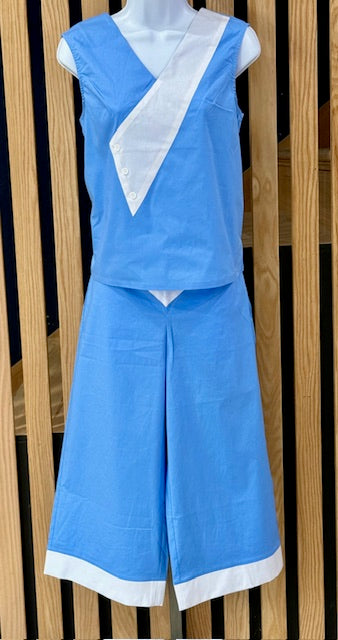 1930s Deco Beach Pyjama Culottes - Berry Blue