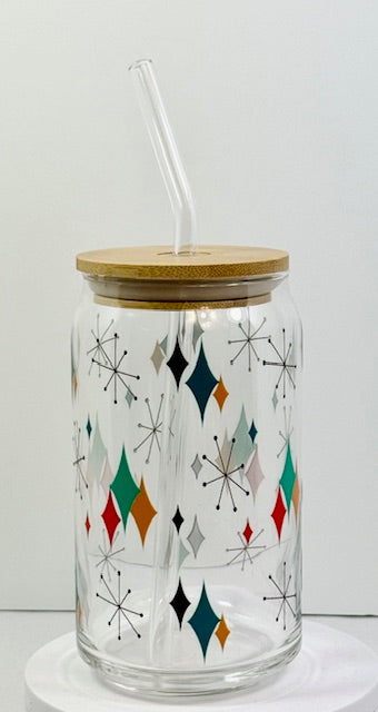 MCM Atomic Diamond Glass with Bamboo Lid and Straw