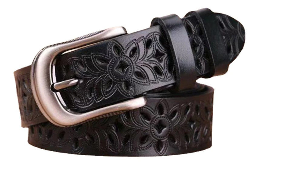 Vintage Inspired Flower Belt - Black