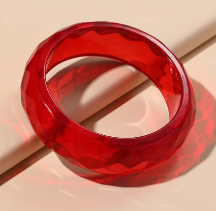 Cotton Candy Clear Ruby Red Cuff