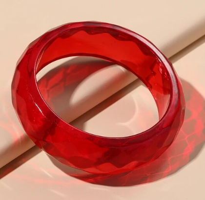 Cotton Candy Clear Ruby Red Cuff