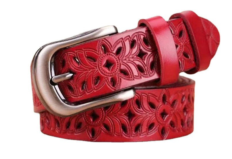 Vintage Inspired Flower Belt - Red