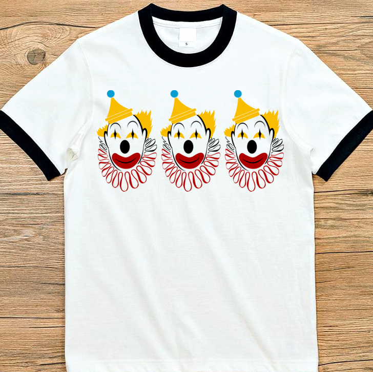 Retro Clown Navy and White Ringer T-Shirt