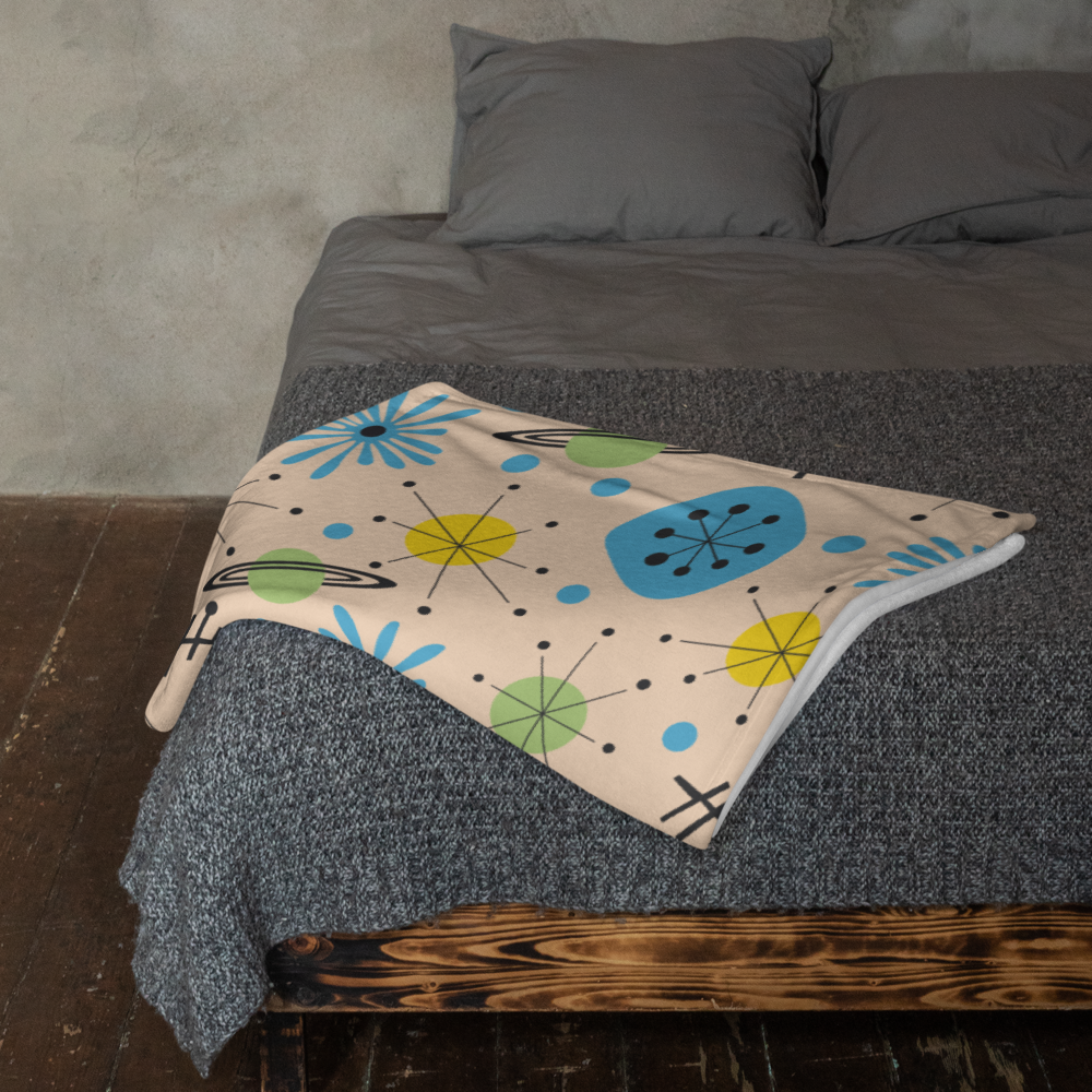 MCM Retro Space Starburst Cream Throw Blanket
