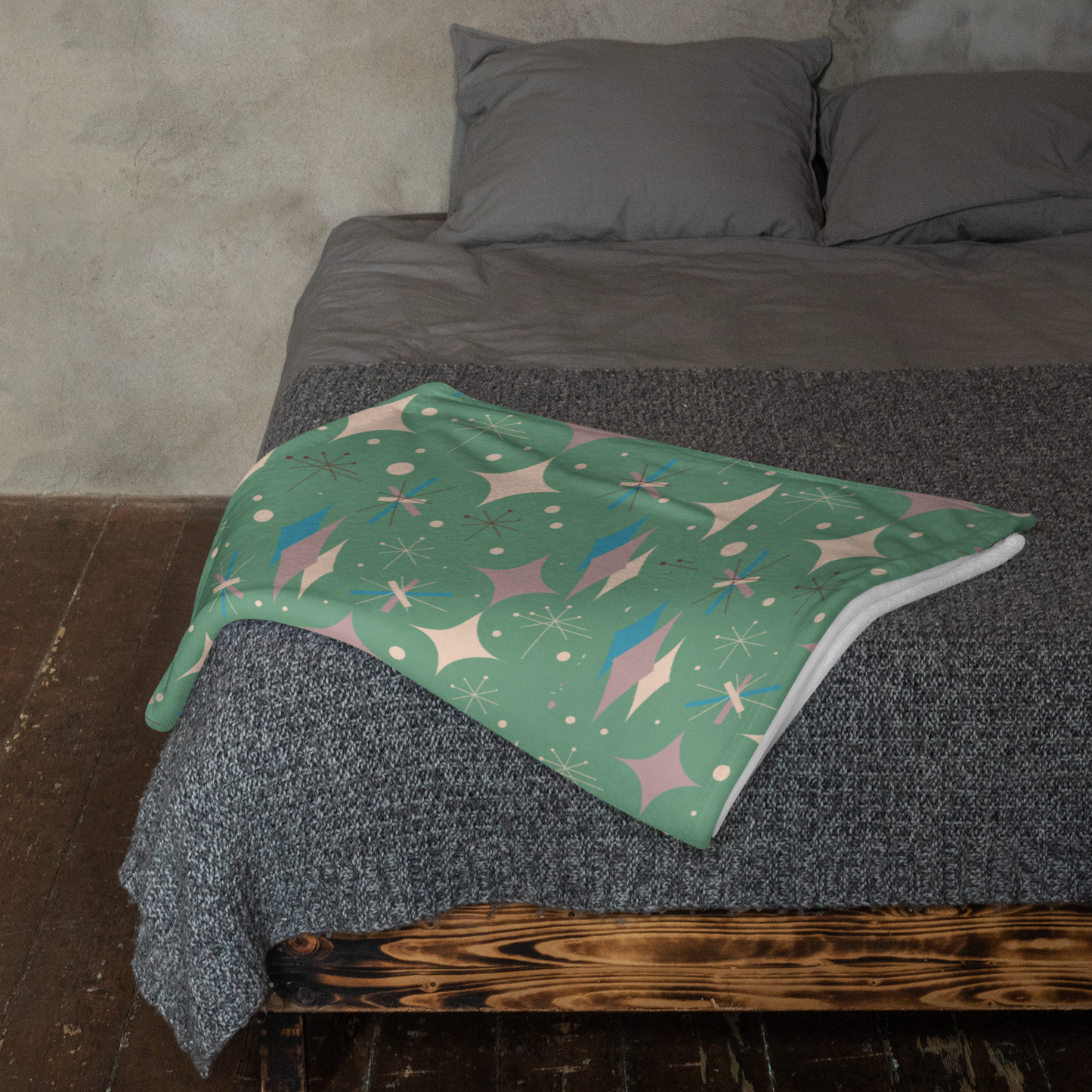 Sage MCM Diamond Throw Blanket