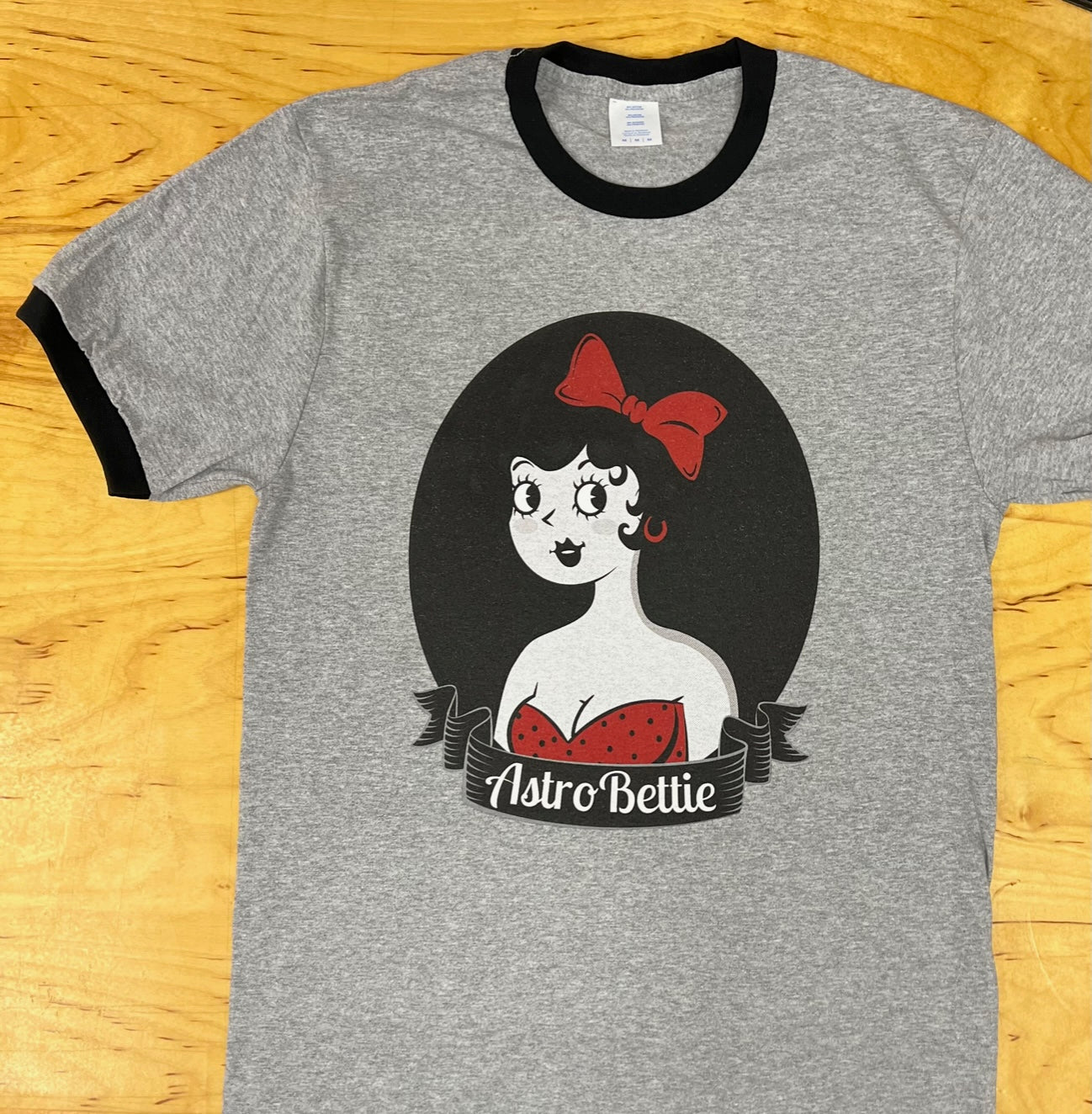Astro Bettie PinUp T-Shirt Grey Ringer
