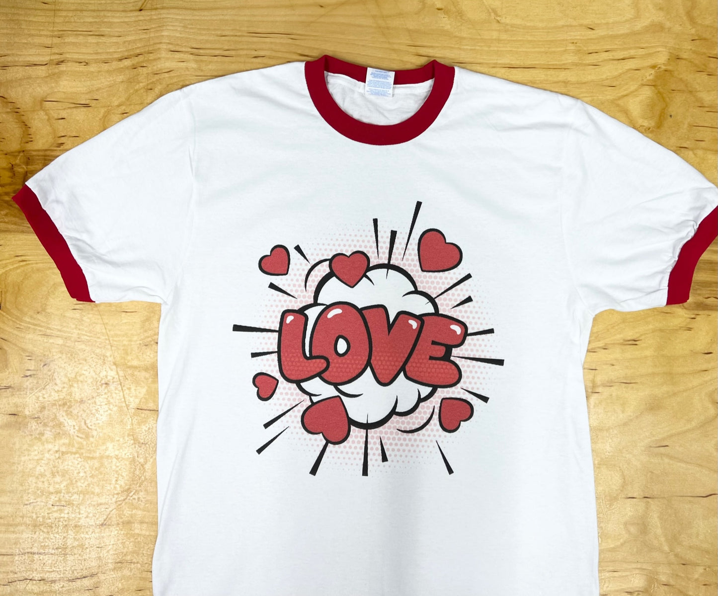 LOVE Pop Art Red and White Ringer T-Shirt