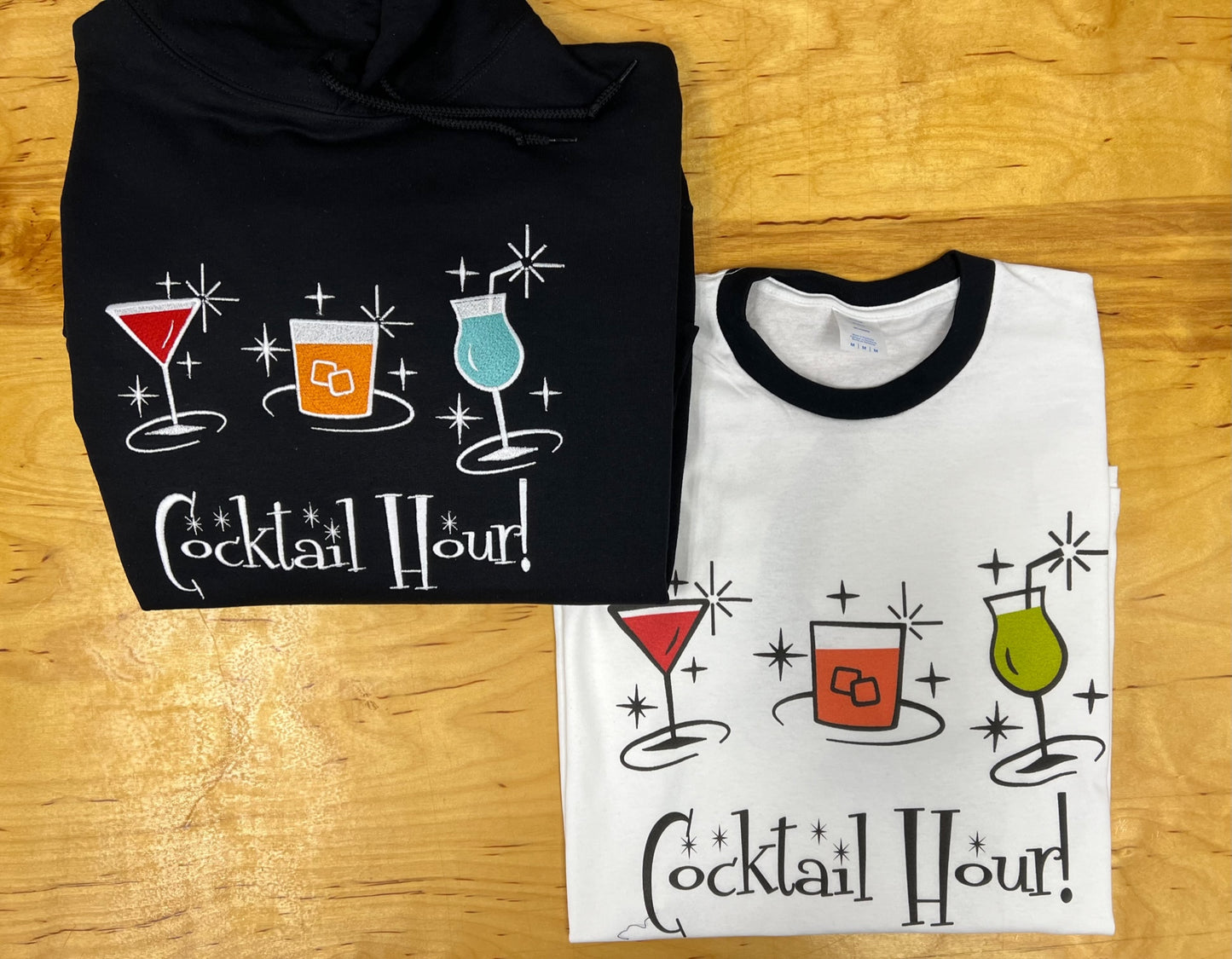 Cocktail Hour Black/White Ringer Tee