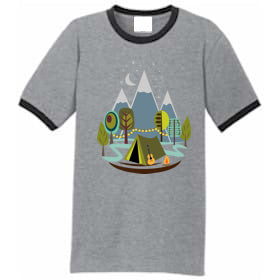 Let's Go MCM Glamping T-Shirt Grey Ringer
