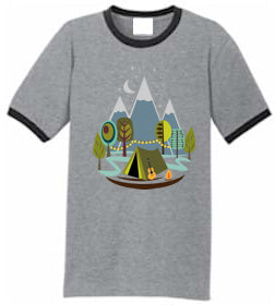 Let's Go MCM Glamping T-Shirt Grey Ringer
