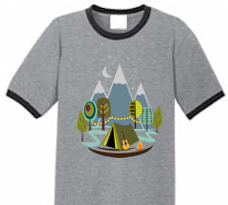Let's Go MCM Glamping T-Shirt Grey Ringer