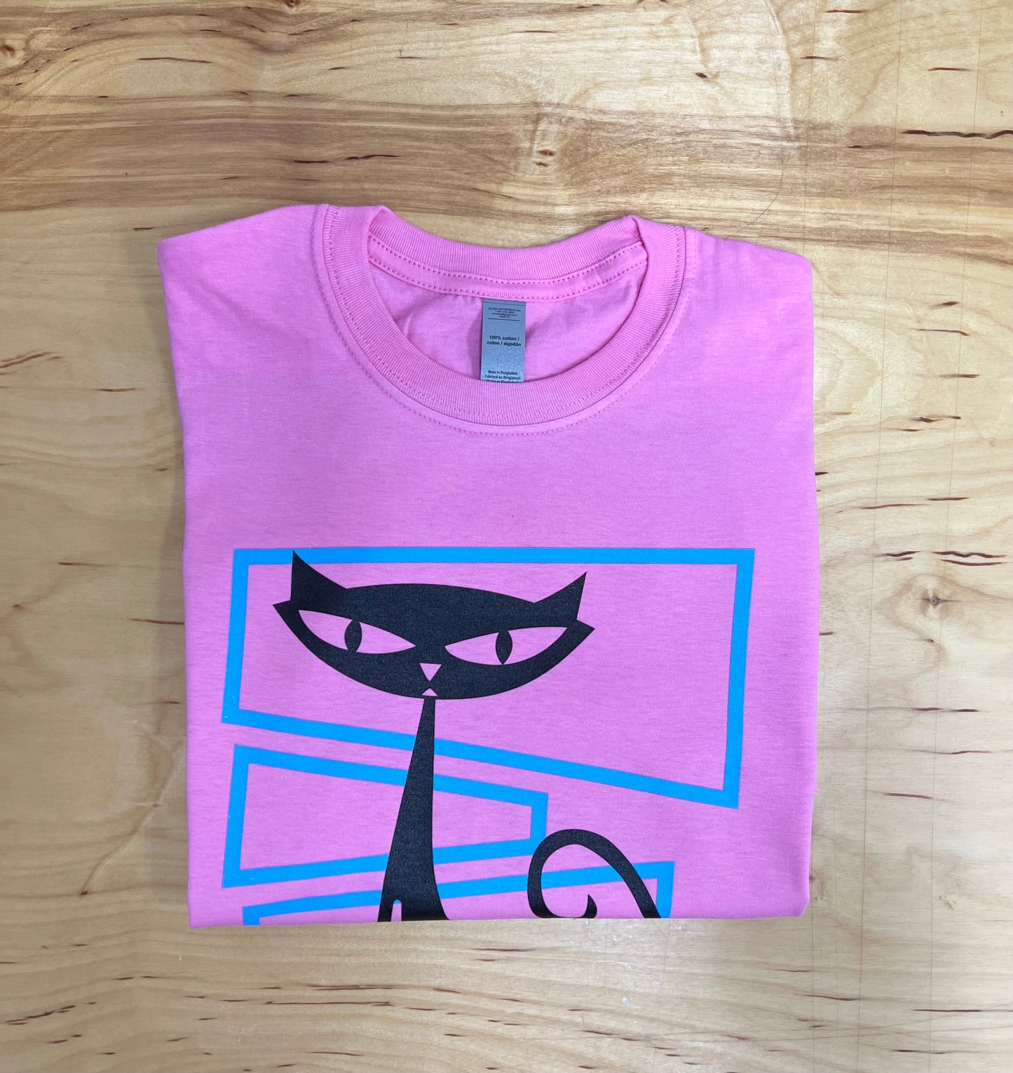 Retro Cat T-Shirt-Dark Pink